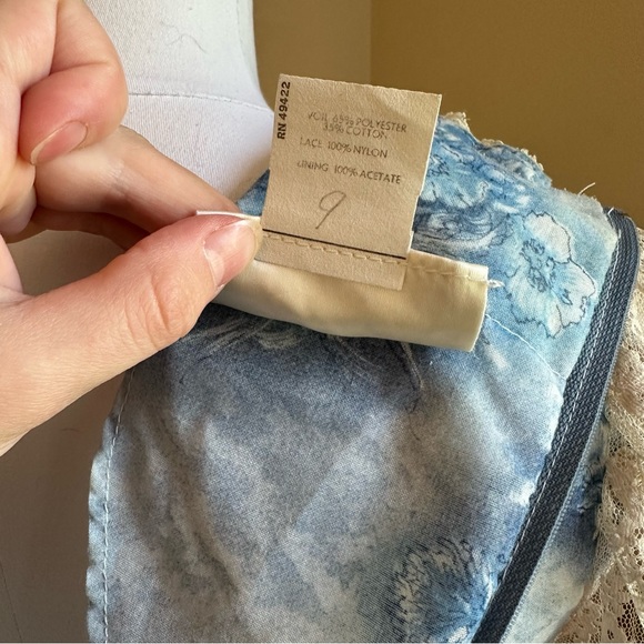 70s Vintage Gunne Sax Blue Floral Lace Boho Renaissance Festival Dress - Picture 11 of 15